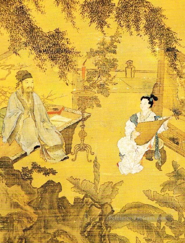 Tao Gu présente un poème 1515 vieille encre de Chine Peintures à l'huile